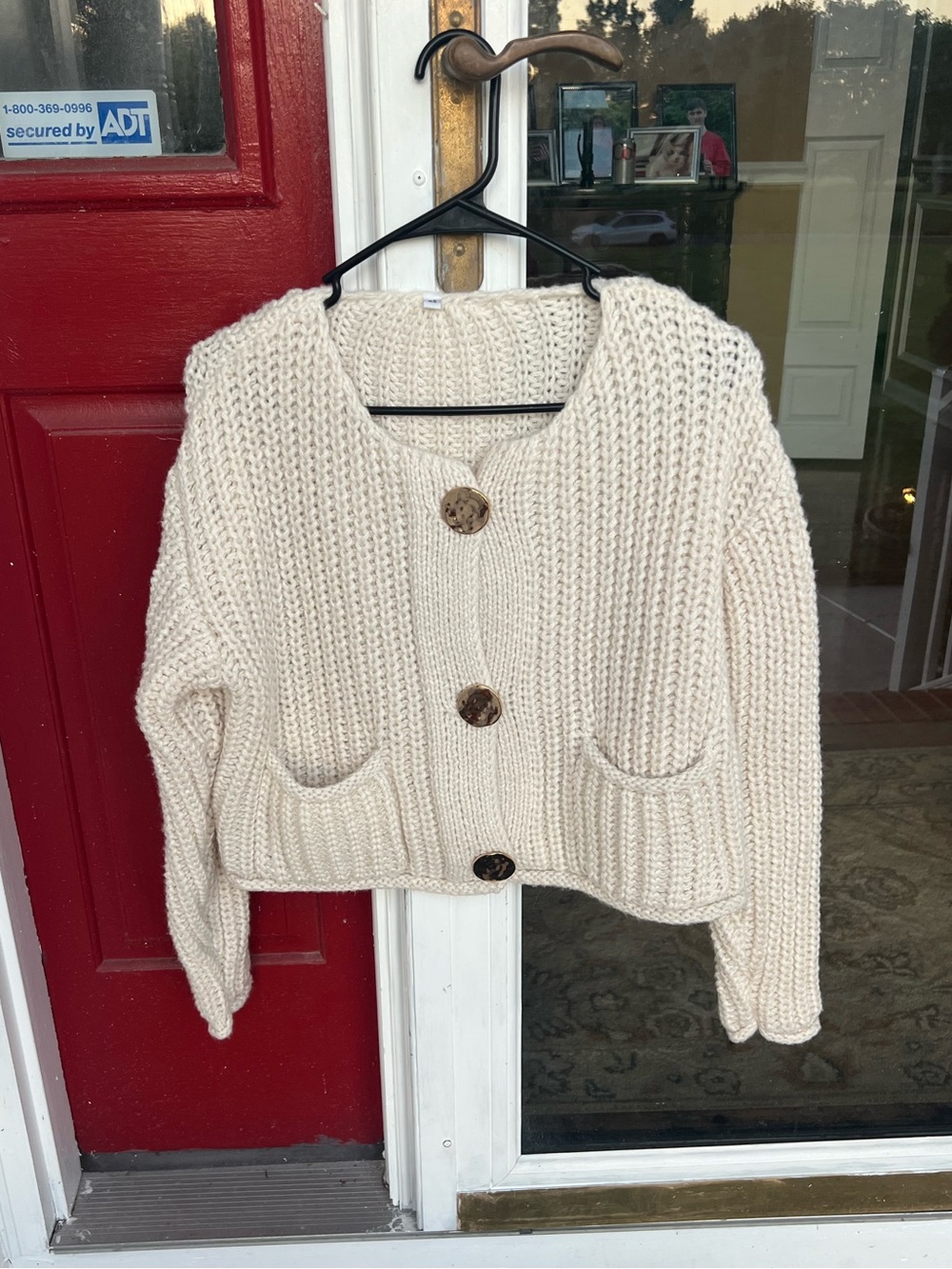 Cream Chunky Knit Cardigan Sweater